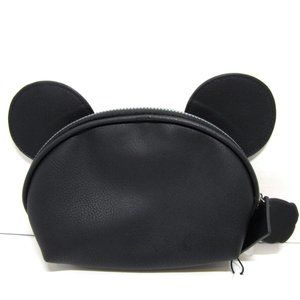 Disney Mickey Mouse Cosmetic Bag Black Ears Travel Pouch Case Charms Makeup NWT